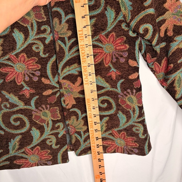 RFA Classics Tapestry Jacket Size 10 Floral Pattern Brocade Brown Teal Pink Coat - Picture 9 of 9